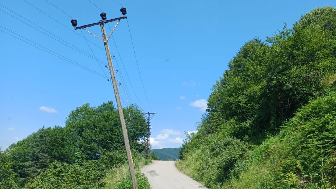 ÇINARDÜZÜ KÖY YOLUNDA TEHLİKE SAÇAN ELEKTRİK DİREKLERİ !