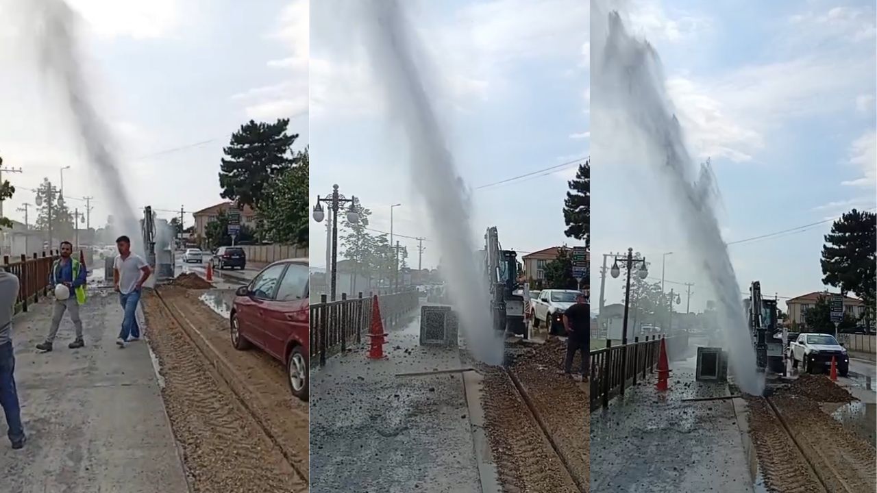 Düzce'de Yine Su Hattı Patladı; Cadde Sular Altında Kaldı