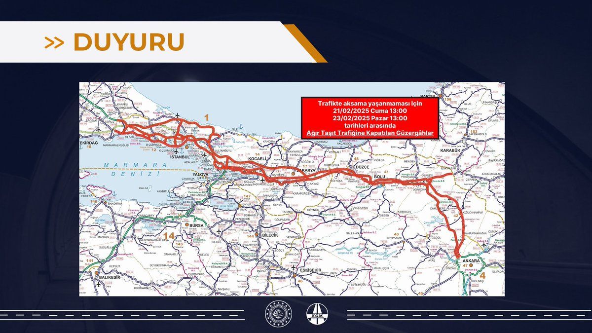 DÜZCE VE ÇEVRE İLLERE TURUNCU KOD UYARISI AĞIR TAŞITLARA İZİN VERİLMEYECEK