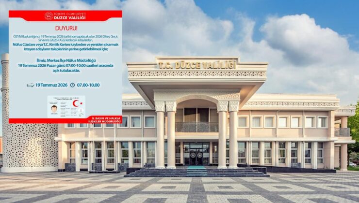 Düzce’de DGS Sabahı Nüfus Müdürlüğü Hizmet Verecek