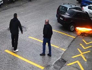 Akçakoca Sanayi Sitesi’nde Araç Yangını: Esnaf Alevlere Müdahale Etti